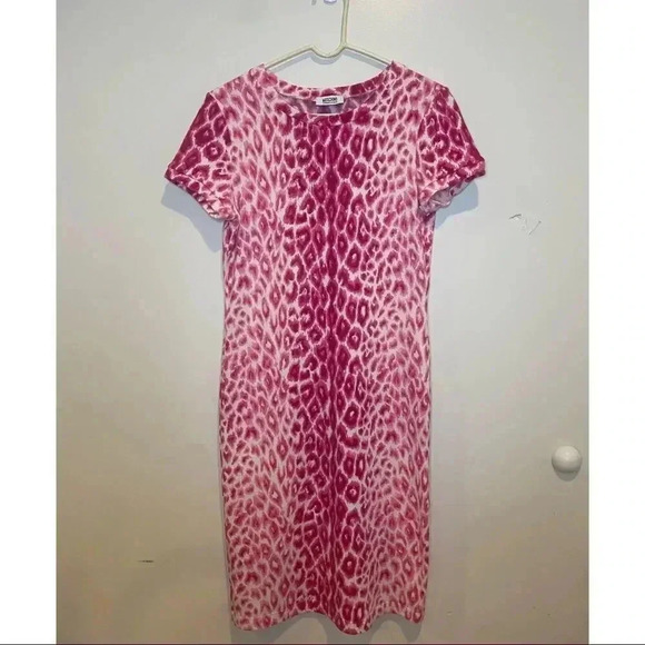 Vintage Moschino Cheap & Chic Pink Leopard Knit Wool Dress - Picture 6 of 7